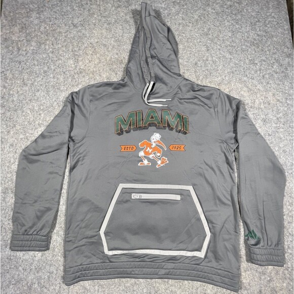 Adidas Miami Hurricanes Hoodie Gray Size XL Zip Front Pocket NWOT - Picture 4 of 11